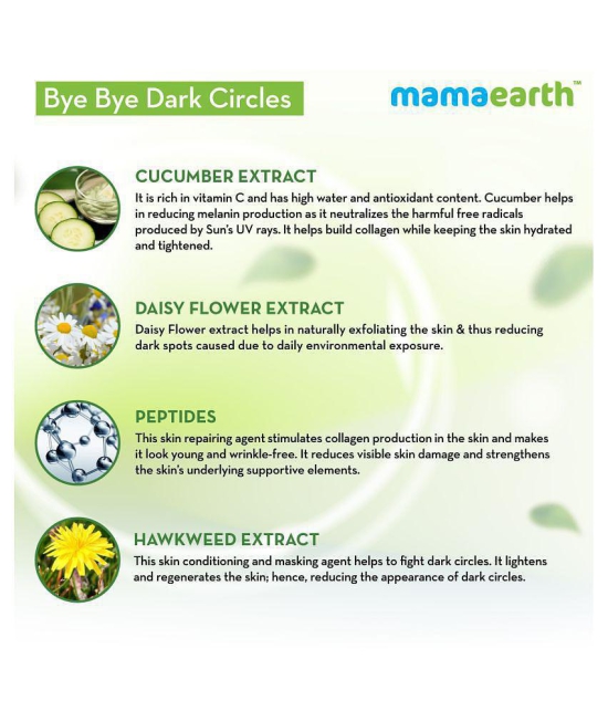 Mamaearth Bye Bye Dark Circles, Under Eye Cream for Dark Circles, with Cucumber & Peptides - 20ml, for All skin type