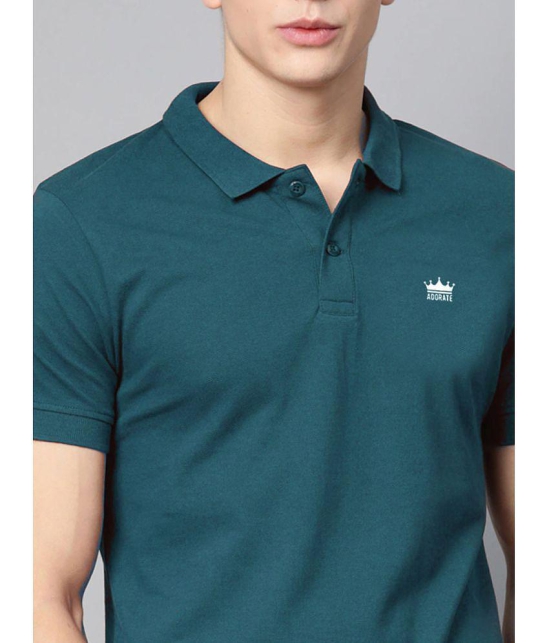 ADORATE - Teal Blue Cotton Blend Regular Fit Mens Polo T Shirt ( Pack of 1 ) - None