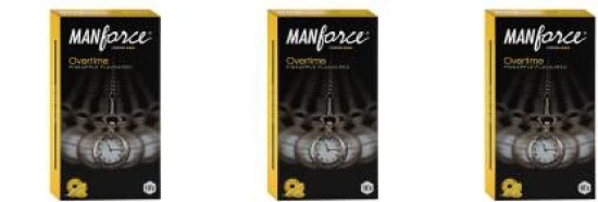 MANFORCE Overtime Pineapple 3in1 (Ribbed Contour Dotted) Condoms - 10 Pieces x Pack of 3 Condom (Set of 3 30 Sheets)