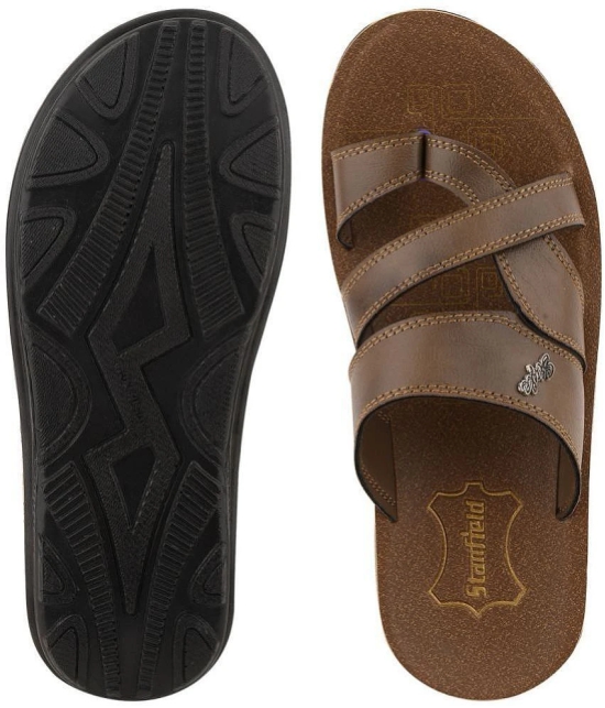 Stanfield - Coffee Mens Leather Slipper - None