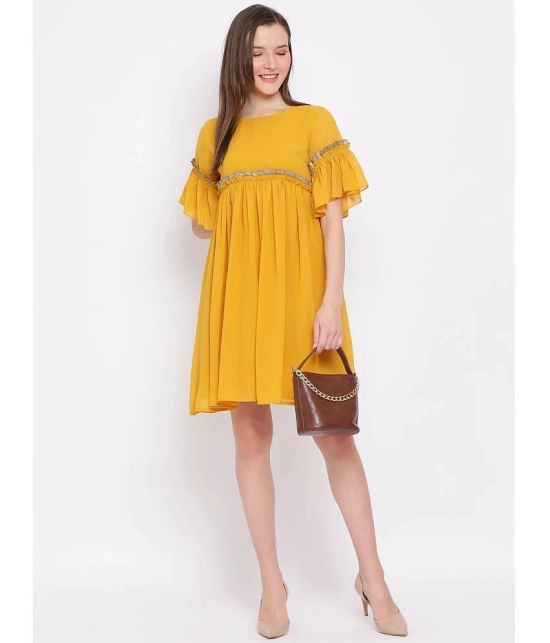 ALL WAYS YOU Polyester Yellow Fit And Flare Dress - - None