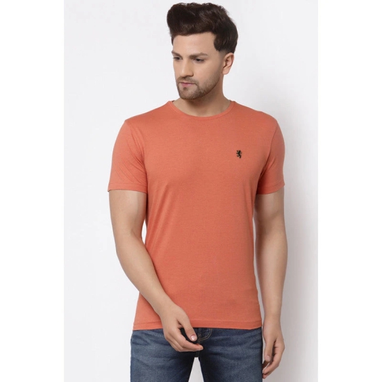 Red Tape Men Peach Solid T-Shirt