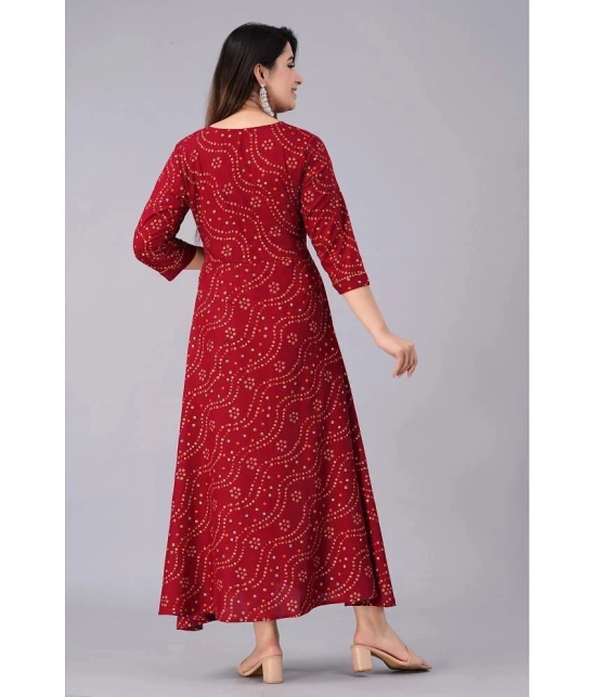 Smien - Maroon Rayon Womens Anarkali Kurti ( Pack of 1 ) - None