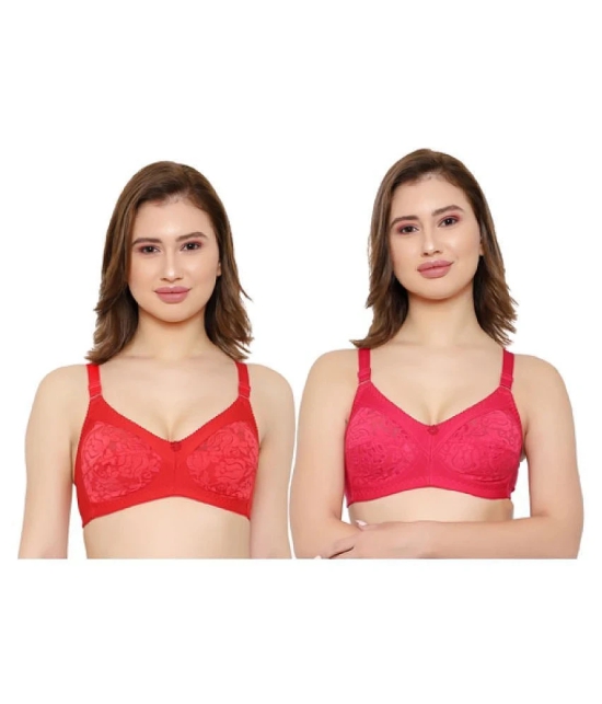 KYODO Pack of 2 Poly Cotton Non Padded Womens Everyday Bra ( Multi Color ) - 34B