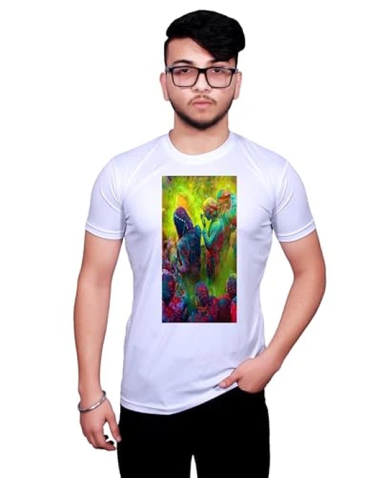 NITYANAND CREATIONS Round Neck White Holi T-Shirt for MEN-HOLI-T-SHIRT-11520-M