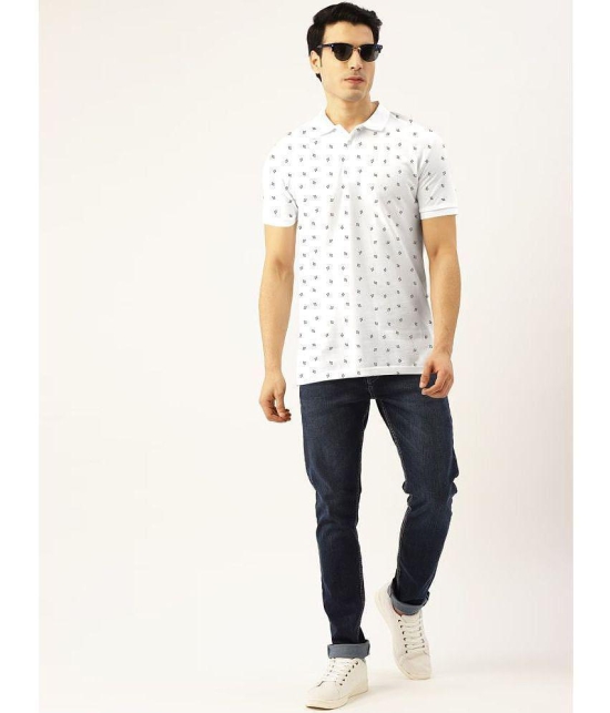 ADORATE Cotton Blend Regular Fit Printed Half Sleeves Mens Polo T Shirt - White ( Pack of 1 ) - None