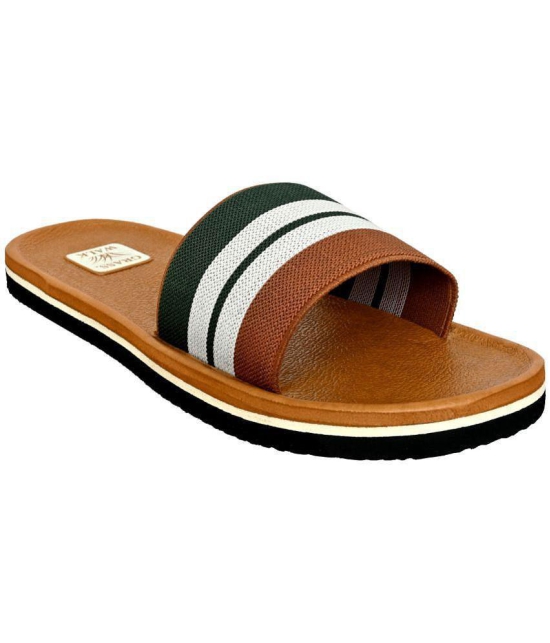 GRASS WALK Tan Mens Slide Flip Flop - None