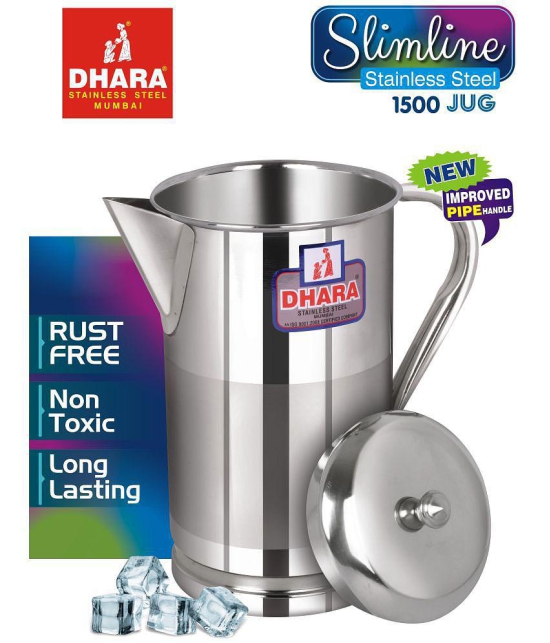 Dhara Stainless Steel Slimline jug 1500 Stainless Steel Jugs 1500 mL - Silver