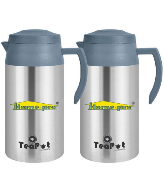 HomePro Tea Pot Insulated/Carafe, Stainless Steel Leak Proof Hot & Cold Both 750 ML Pack of 2 - Silver