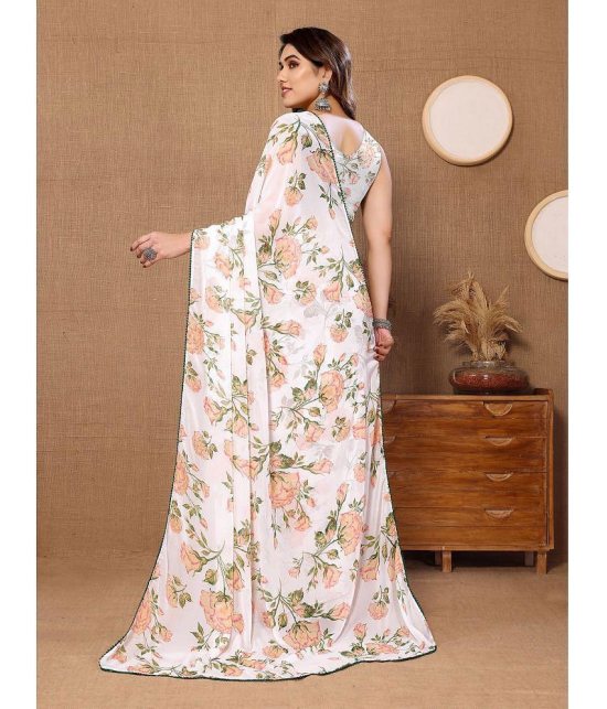 Rangita Georgette Printed Saree With Blouse Piece - White ( Pack of 1 ) - White