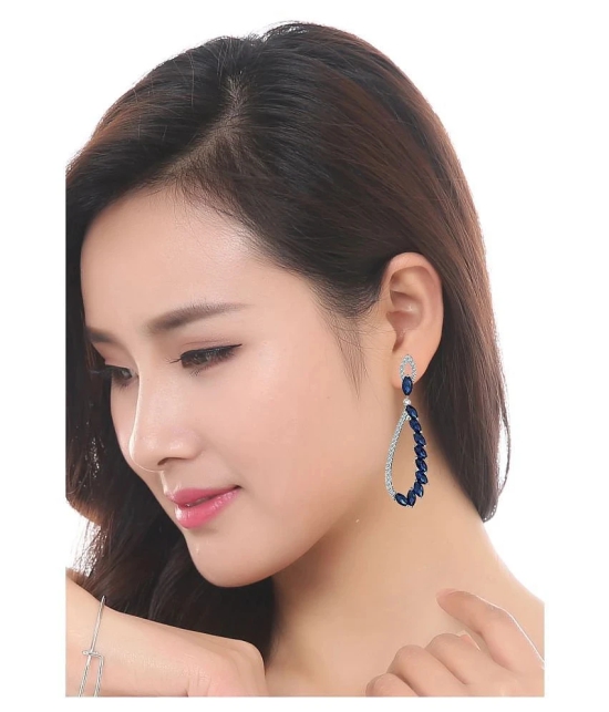 YouBella Silver Plated Fashion Stylish Fancy Party Wear Blue Earrings for Girl and Women - Blue