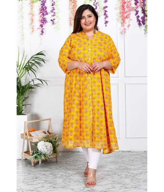 Swasti Cotton Blend Printed A-line Womens Kurti - Yellow ( Pack of 1 ) - None