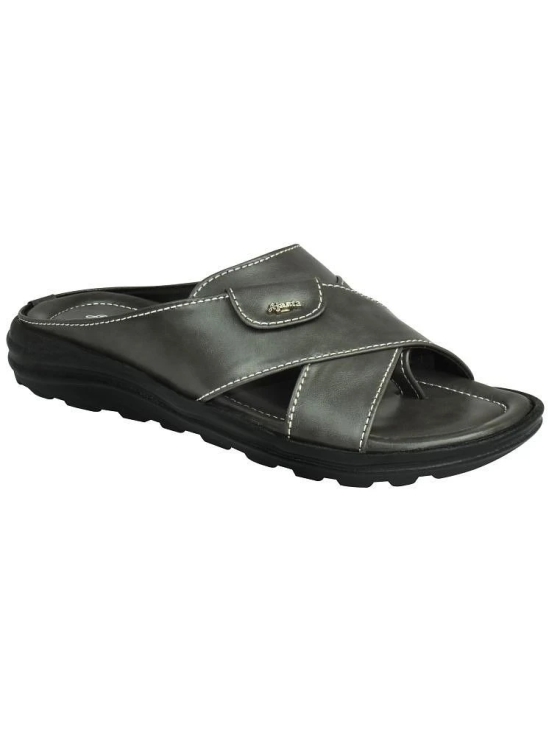 Ajanta Grey Mens Leather Slipper - None