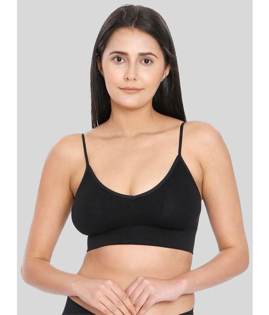 ILRASO - Black Cotton Blend Removable Padding Women's Sports Bra ( Pack of 1 ) - None