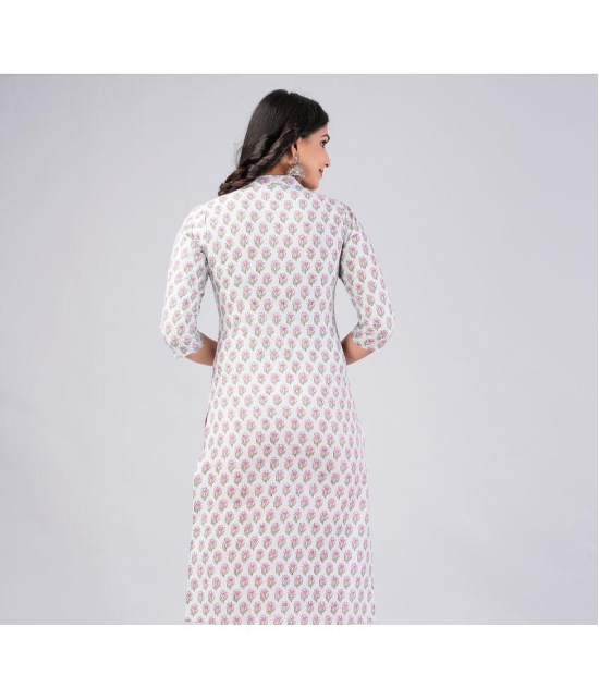 MAUKA Cotton Printed Straight Womens Kurti - White ( Pack of 1 ) - None