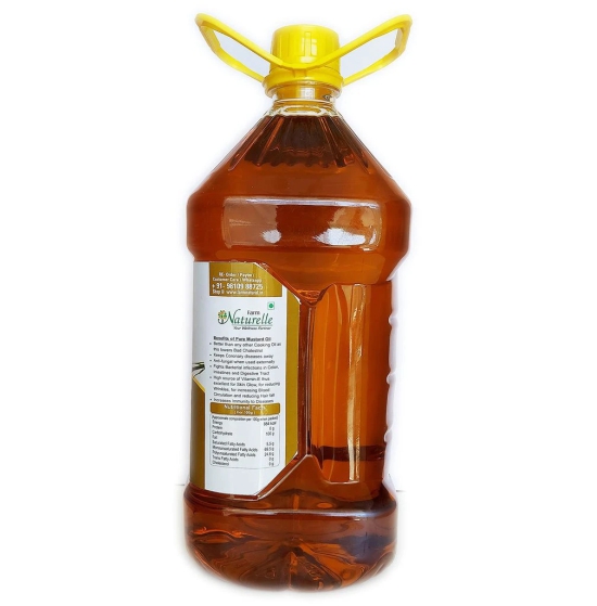 Farm Naturelle Cold Pressed Virgin Kachi Ghani Yellow Mustard Oil, 5 LTR.