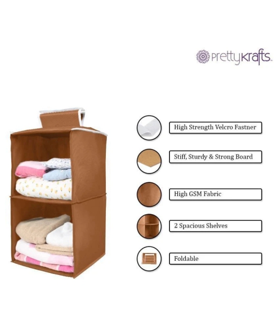 PrettyKrafts hanging organizer 2 Shelves Wardrobe Organiser, Beige