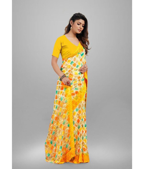 Sitanjali - Yellow Georgette Saree With Blouse Piece ( Pack of 1 ) - Yellow