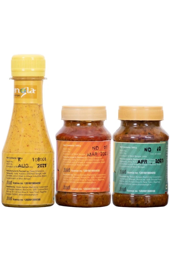 Kasundi (Mustard Sauce) & Aam Kasundi (Mango-Mustard Sauce) - Pack of 3 (100g each)