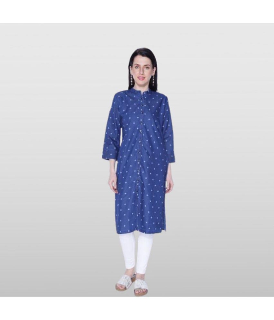 CEFALU - Navy Cotton Blend Women''s Straight Kurti ( Pack of 1 ) - None