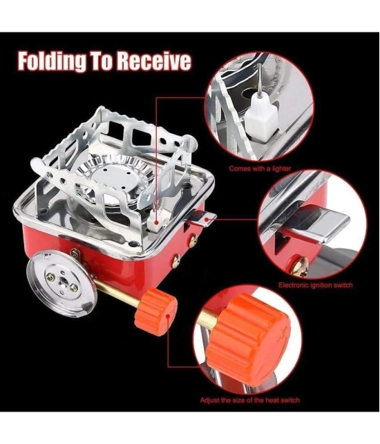 Camping Stainless Steel Gas Stove Ultra Light Folding Furnace Outdoor Metal Camping Gas Stove Picnic Cooking Gas Burners Folding Stove With Storage Bag