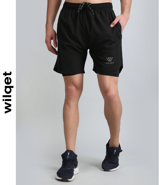 Mens 2IN1 Running Shorts-Black / L