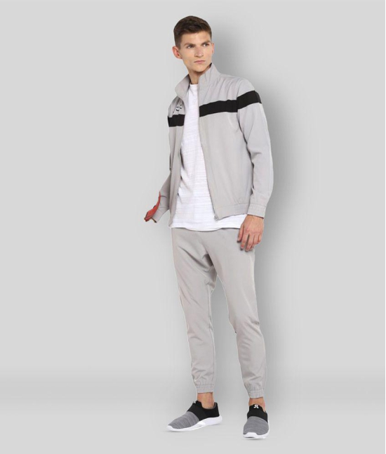 YUUKI - Light Grey Polyester Regular Fit Striped Mens Sports Tracksuit ( Pack of 1 ) - L