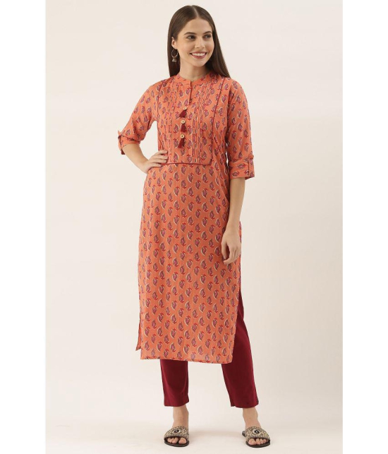 Rajnandini - Orange 100% Cotton Women's Straight Kurti ( Pack of 1 ) - None