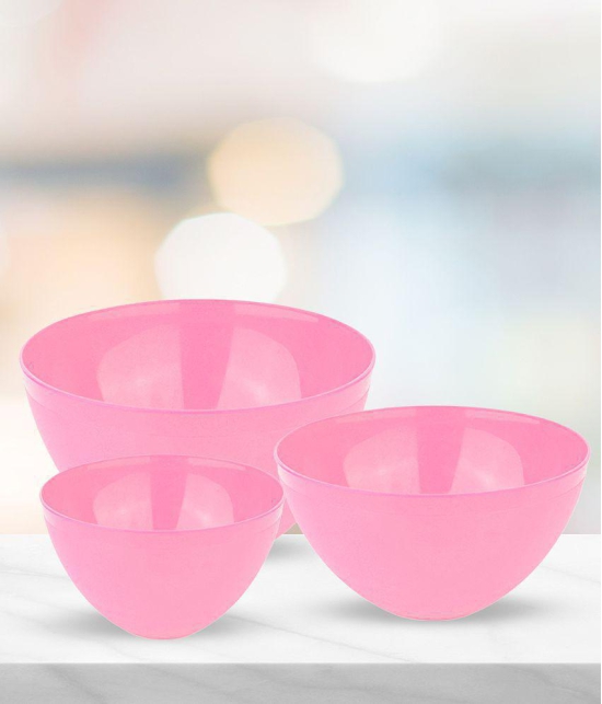 HOMETALES Multipurpose Plastic Mixing Bowl 2000ml, 1350ml, 850ml- Pink (3U) - Pink