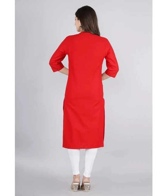 KIPEK - Red Cotton Womens Front Slit Kurti ( Pack of 1 ) - XXL