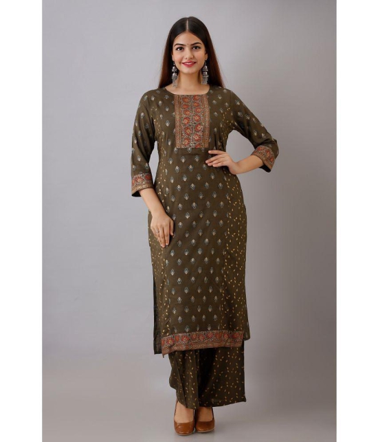 MAUKA - Green Straight Rayon Women's Stitched Salwar Suit ( Pack of 1 ) - None