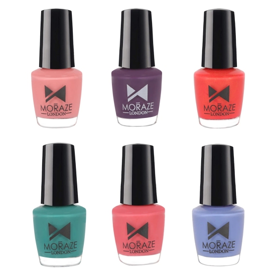 Mini Nail Paints - Pack Of 6-JELL LAGOON CORAL SHALALA MOON PHOENIX