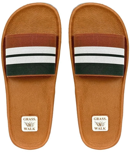 GRASS WALK Tan Men's Slide Flip Flop - None