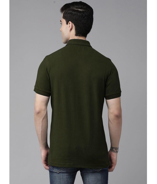 ADORATE Cotton Blend Regular Fit Solid Half Sleeves Men's Polo T Shirt - Olive ( Pack of 1 ) - None