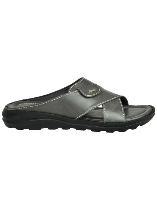 Ajanta Grey Mens Leather Slipper - None