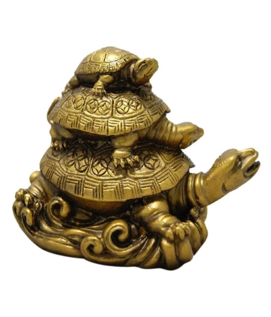 Happy Starstell Golden Resin Fengshui Three Tier Tortoise