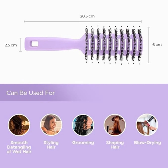 Urbane Home Hair Brush, Flexible Bristles, Paddle, Quick Drying, All Hair Types, Round Vented, C13-X-PURP, Purple.-Urbane Home Hair Brush | Flexible Bristles | Paddle | Quick Drying | All Hair Ty