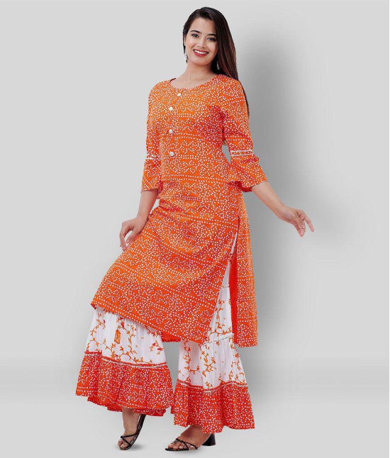 Lee Moda - Fluorescent Orange Straight Rayon Women''s Stitched Salwar Suit ( Pack of 1 ) - XXL