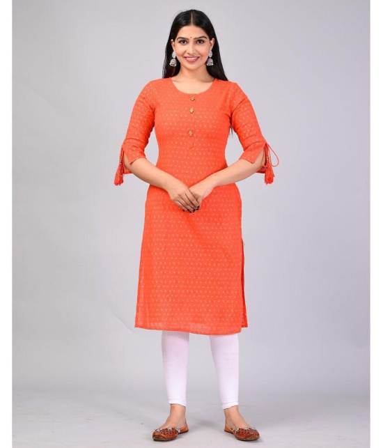 MAUKA Rayon Printed Straight Women's Kurti - Orange ( Pack of 1 ) - None