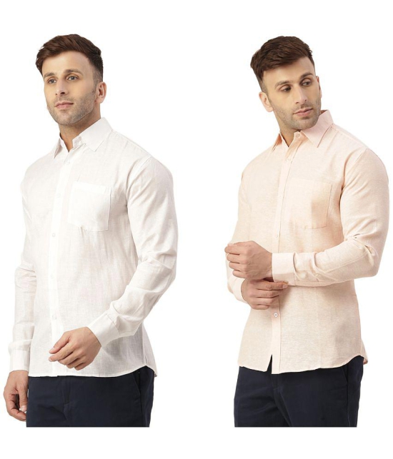 KLOSET By RIAG 100% Cotton Regular Fit Solids Full Sleeves Men's Casual Shirt - Peach ( Pack of 2 ) - None