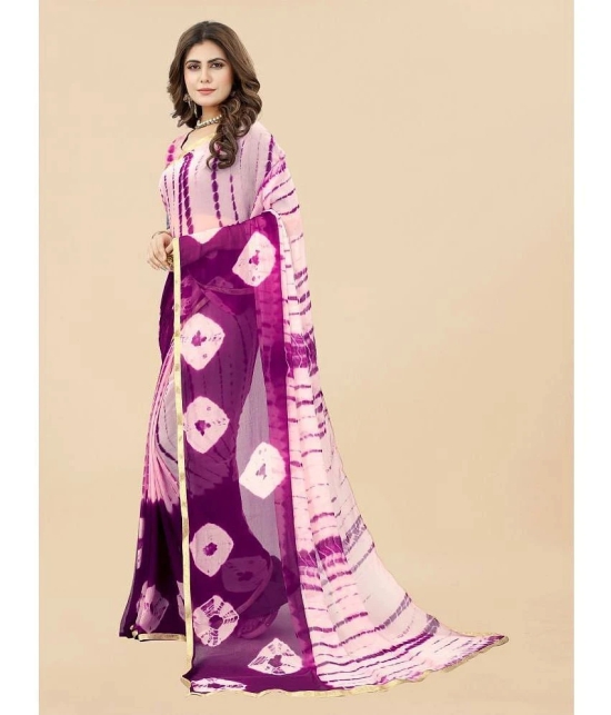 Apnisha - Purple Chiffon Saree With Blouse Piece ( Pack of 1 ) - Purple