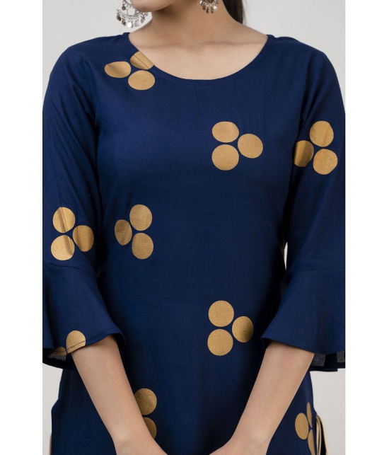 MAUKA - Blue Rayon Women's Straight Kurti ( Pack of 1 ) - None