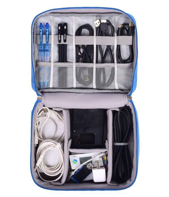 House Of Quirk Blue Electronics Accessories Organizer Bag