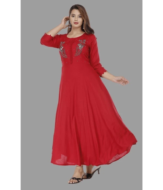 JC4U - Maroon Rayon Womens Anarkali Kurti ( Pack of 1 ) - None