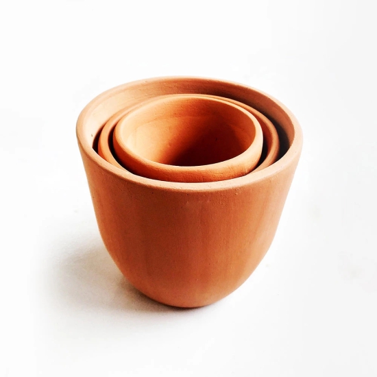 Handcrafted Terracotta Cone Classic Terracotta Planters (Set of 3)