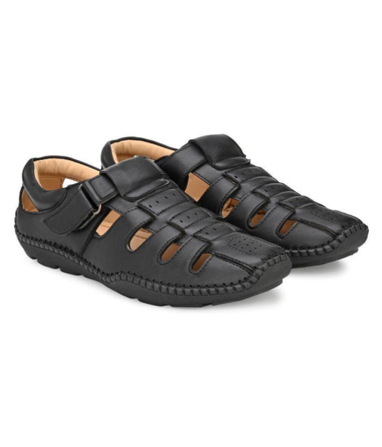 SHENCES Black Faux Leather Sandals - 10