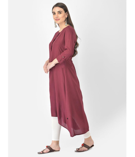 Pistaa - Wine Viscose Women's Asymmetrical Kurti ( Pack of 1 ) - None