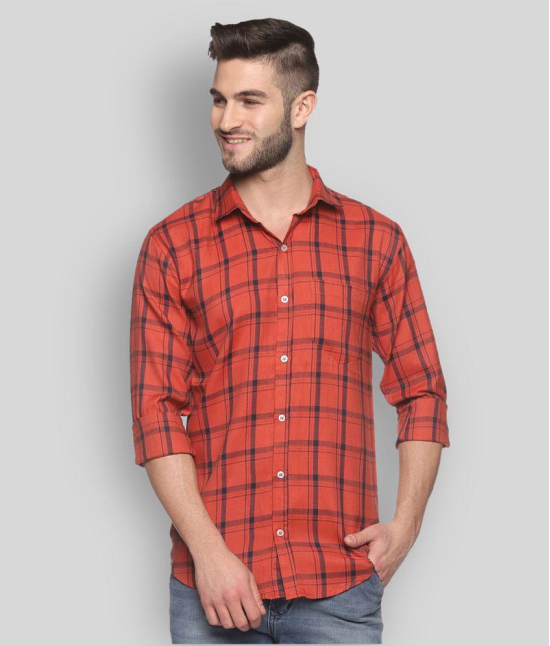 YHA - Rust 100% Cotton Regular Fit Mens Casual Shirt ( Pack of 1 ) - None