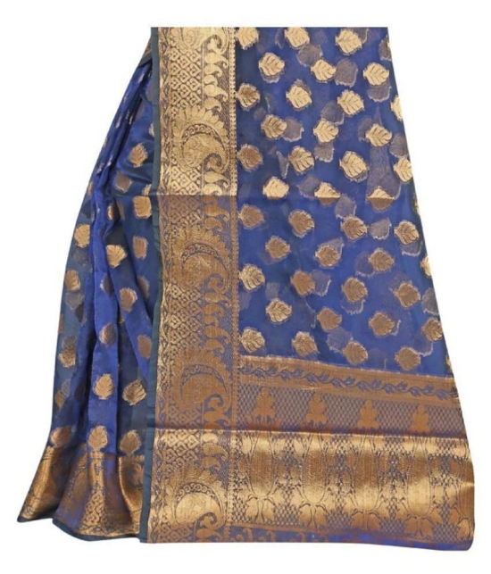 Gazal Fashions - Blue Banarasi Silk Saree With Blouse Piece (Pack of 1)