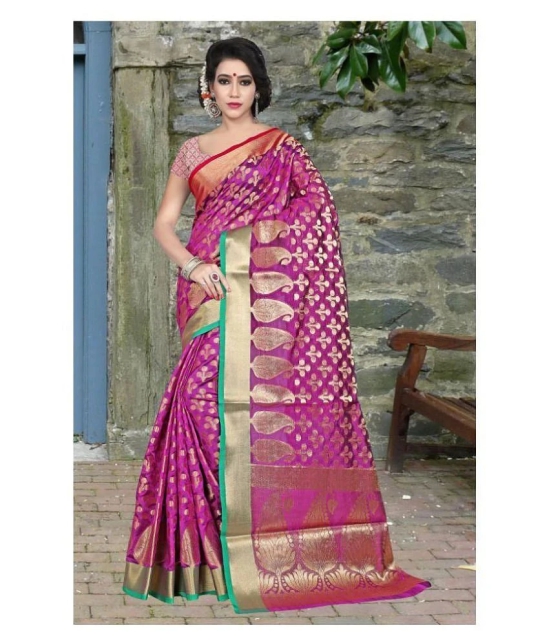 Gazal Fashions - Multicolor Banarasi Silk Saree With Blouse Piece (Pack of 1)